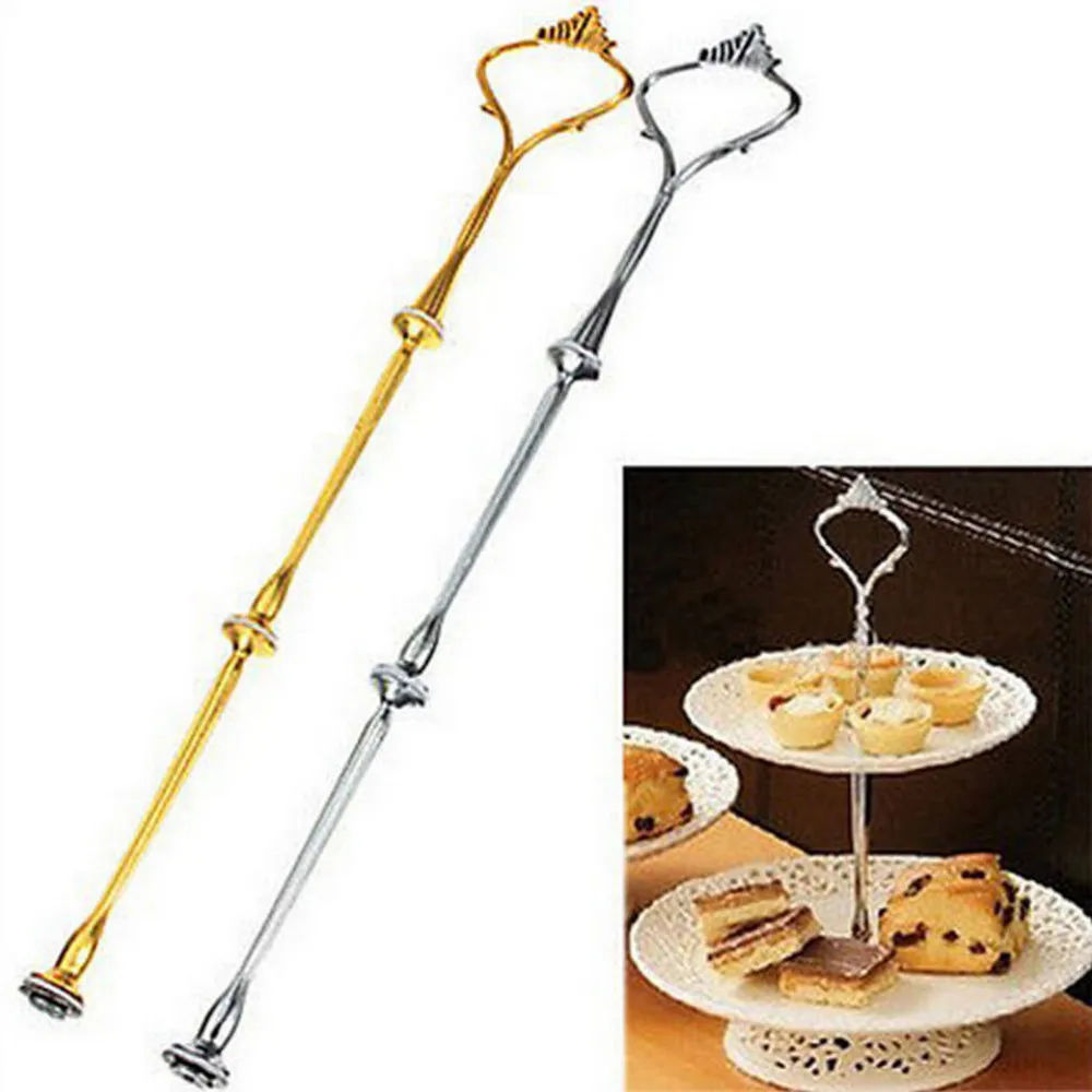 2021 Tier Cake Stands Plate Handle Fitting Silver gold Wedding Party Crown Rod