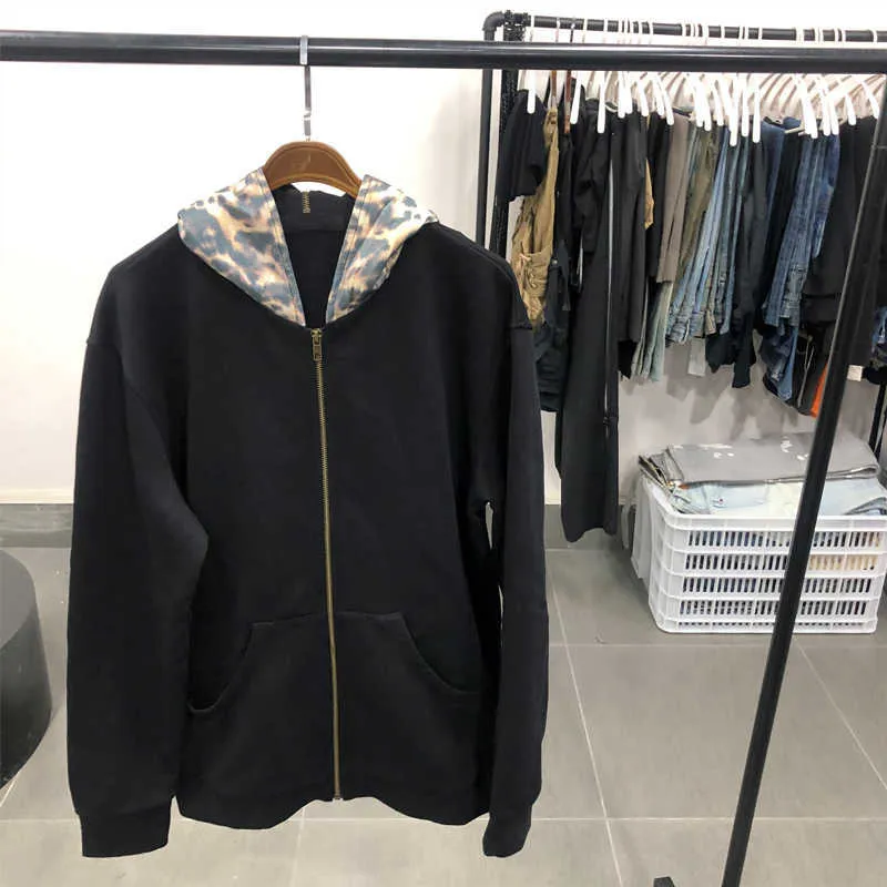 Men's Jackets What floor are you on? Raf Simons 00s Zip Hoodie leopard  zipper sweater