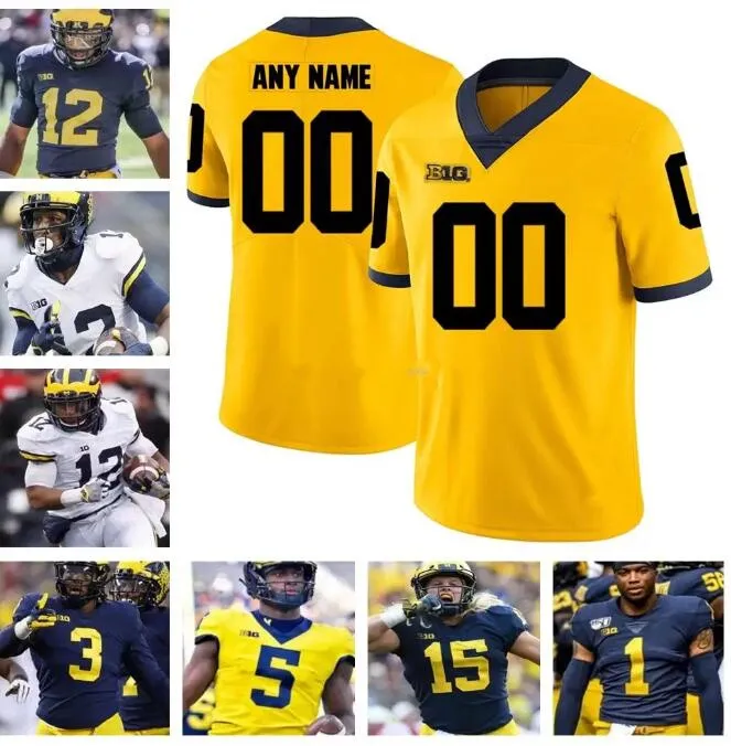 カスタムミシガン州ウルヴァーヌジャージーエバンス45 David Harris 43 Chris Wormley 8ちゃんShribling 97 Brennen Beyer Football Stitched Jerseys