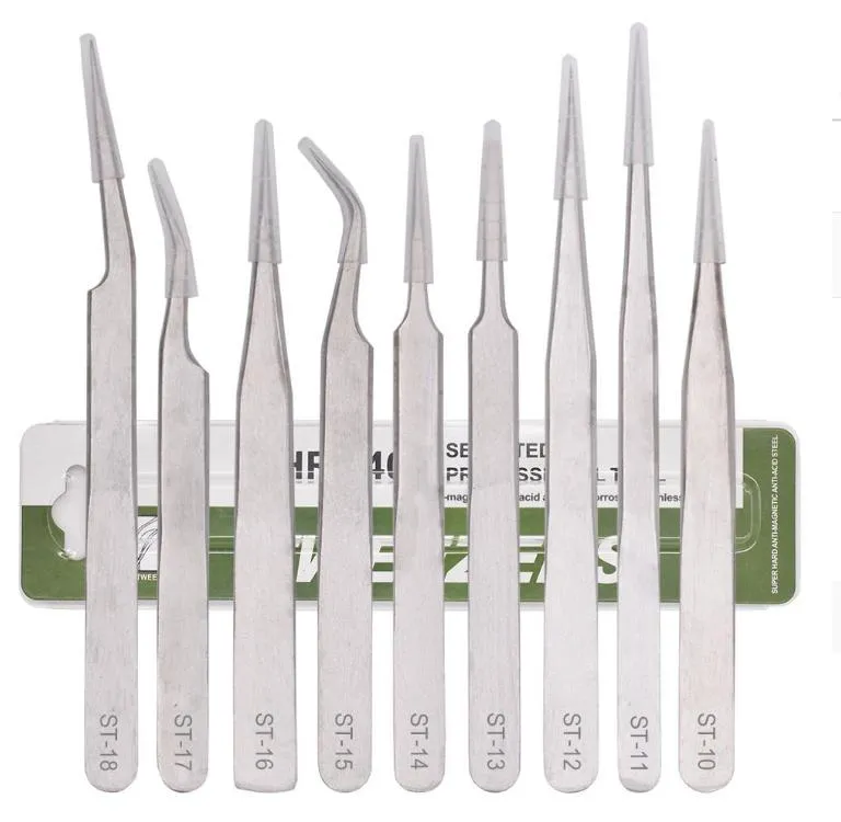 High Quality Green Package ST - 10 11 12 13 14 15 16 17 18 Silver Nipper 1.5mm Stainless Steel VETUS Tweezers Repair Tools 160