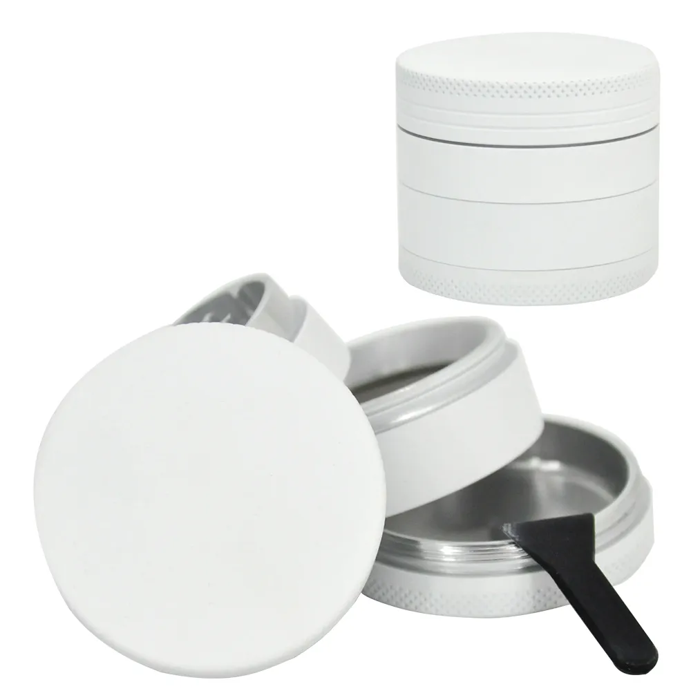 TOPPUFF Branco Metal de alumínio Tobacco Herb Grinder Com Pele Projeto amigável 50MM 4 peça de metal de fumar Herbal Grinders