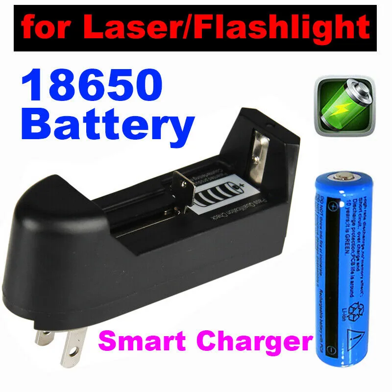 1 st 18650 Batteri 3000mAh 3,7V BRC Li-ion laddningsbart batteri för ficklampa +1 st Universal Smart Charger