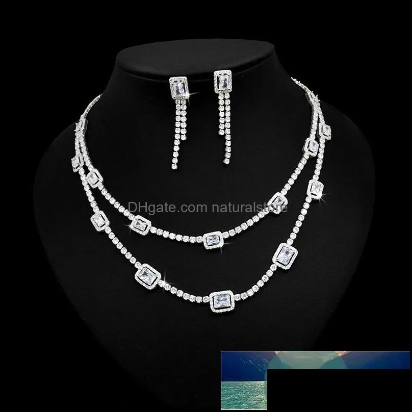 Kubieke Zirkoon Super Luxe 2 Stuks Braziliaanse Bruids Bruiloft Sieraden Sets Voor Vrouwen Afrikaanse Nigeriaanse Party Set Drop Levering 2021 Other267I