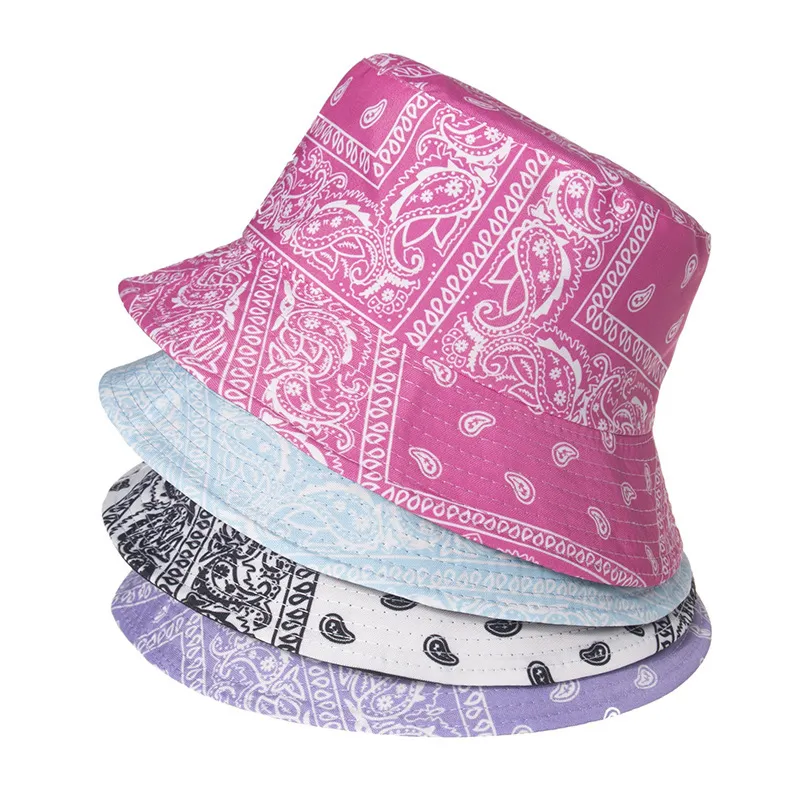 Mulheres Paisley Bandana Panamá Bucket Hat duplo -lados Vintage Print Print Basin Chapéus Bob Men Sun Pesca Fisherman Hat Hip Hop Caps