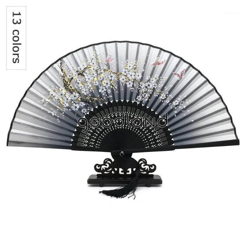 Kostenloser Versand Großhandel 50pcs / lot Folding Handlüftergewebe Floral Bambus Pocket Fan Mariage Wedding Box Decor1