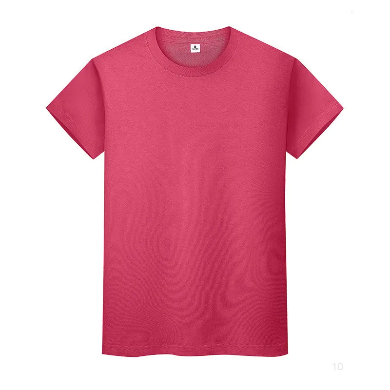 Yeni Yuvarlak Boyun Katı Renk T-shirt Yaz Pamuk Dip Gömlek Kısa Kollu Erkek ve Bayan Yarım Kollu 5Z44io