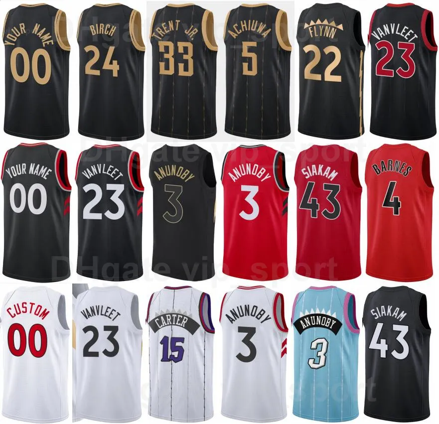 75th Anniversary Basketball Printed Thaddeus Young Jersey 21 Khem Birch 24 Malachi Flynn 22 Chris Boucher 25 Vince Carter 15 Tracy McGrady 1 Men Kids Women Fans