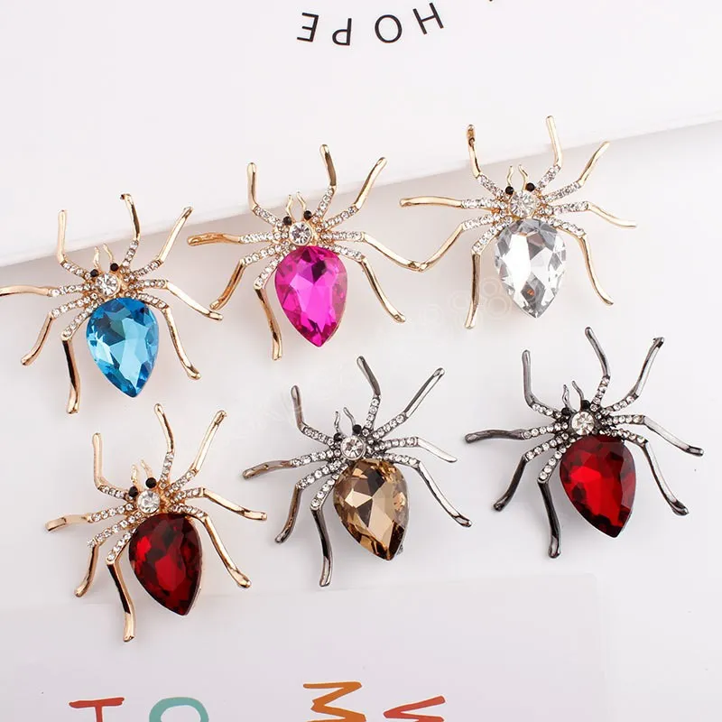 Mode Strass Spider Broche Insect Pak Revers Pin Hoed Kleding Sjaal Gesp Mannen Vrouwen Accessoires