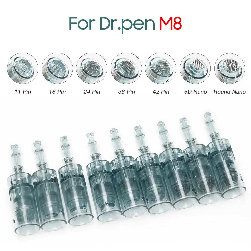 Dr. Pen M8 Needle Cartridges Electric Derma Bayonet Cartridges Nano Microneedling Tattoo Needles Skin Needling Tip Derma Stamp 201120