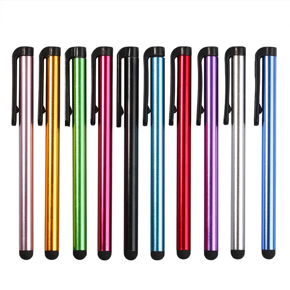 Metal Rubber Head Capacitive Touch Screen Stylus With Clip For