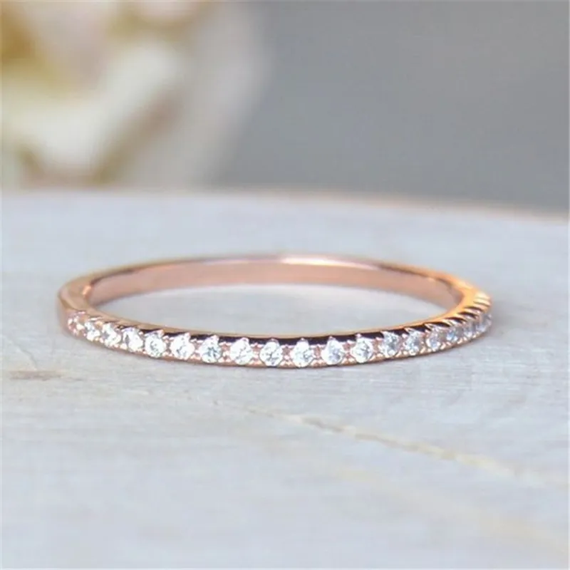 Anello nuziale super sottile anello nuziale anelli di fidanzamento in oro rosa in lega Donne alla moda Anillos Regali della ragazza della ragazza AR194448837