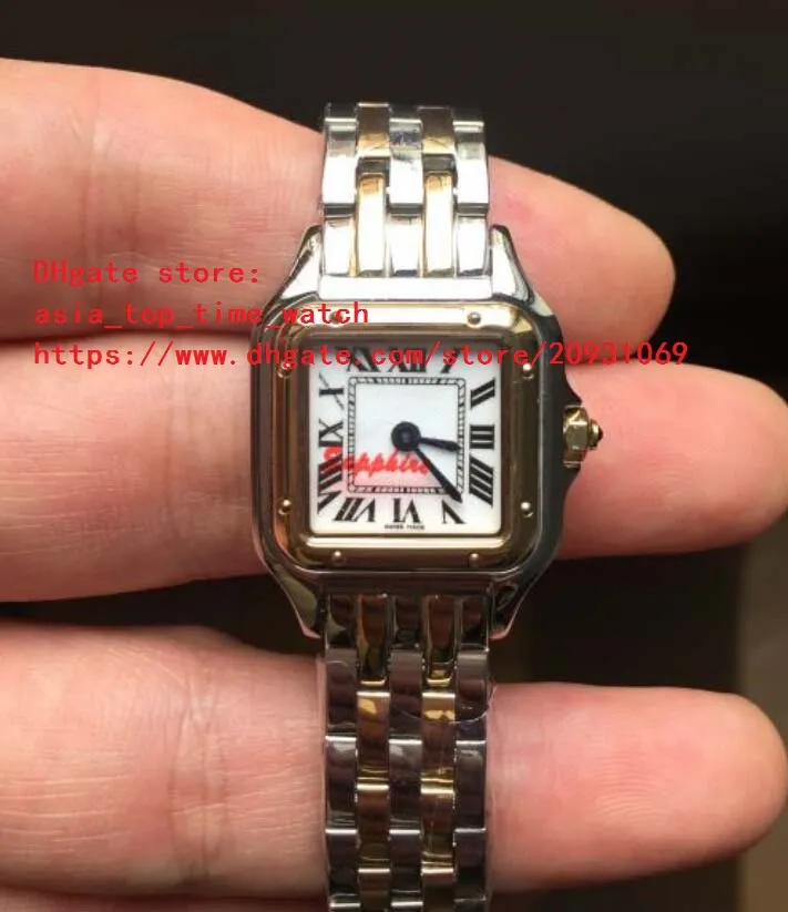 Fornecedores de fábrica relógio mais vendido de alta qualidade movimento de quartzo japonês 22mm 27mm mostrador branco 18 k ouro amarelo dois tons mulher wea235W