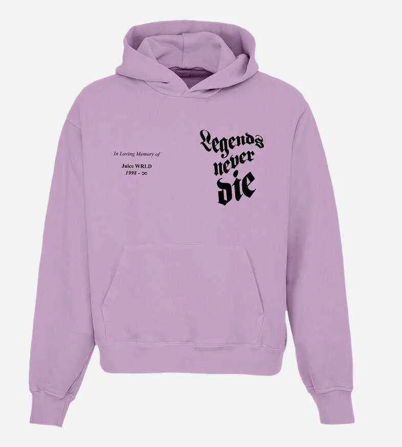 Juice wrld legender dö aldrig 3d hoodies män kvinnor pullover tröja utskrift regelbundet polyster ny mode casual hooded full g1229