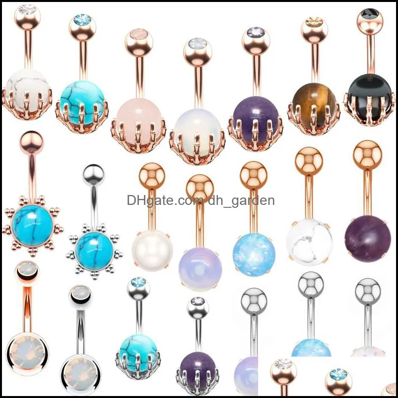 1/2PC Crystal Belly Button Piercing Ring 14G Surgical Steel Opal Belly Bar Sexy Navel Piercing Bar Cute Belly Ring Navel Jewelry