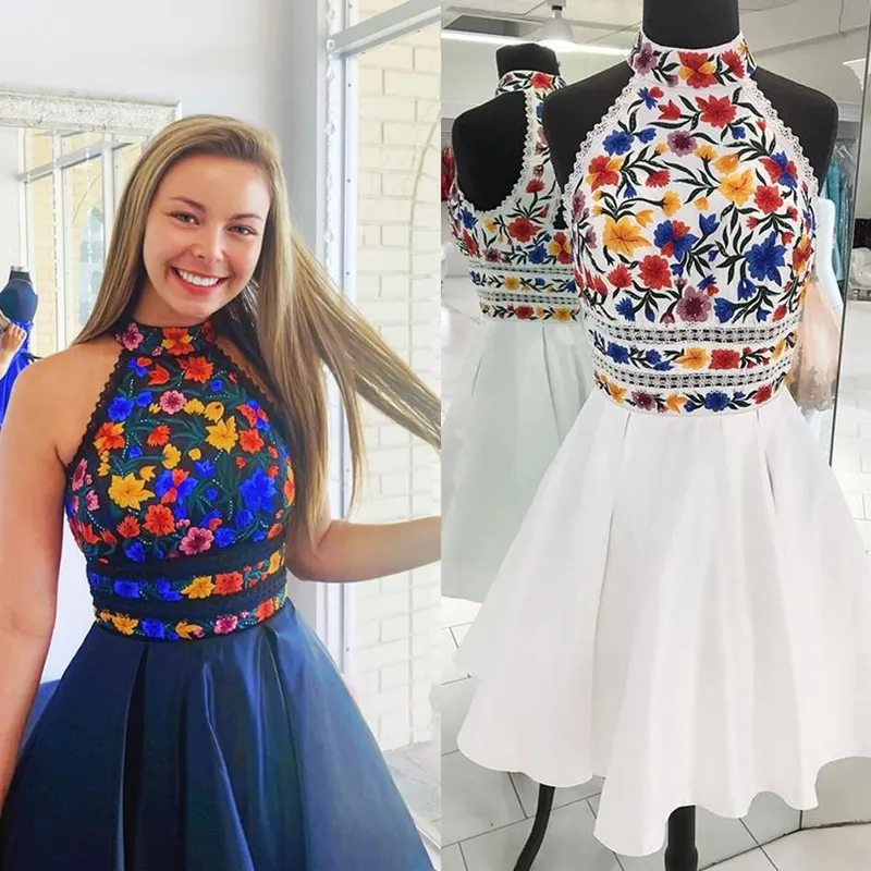 Embroidered homecoming dress outlet