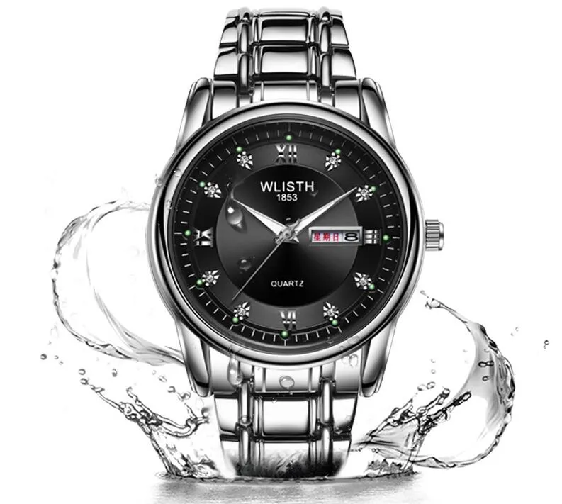 WLISTH hommes hommes noir produits vente chaude qualité affaires lumineux étanche montre pour hommes double calendrier loisirs