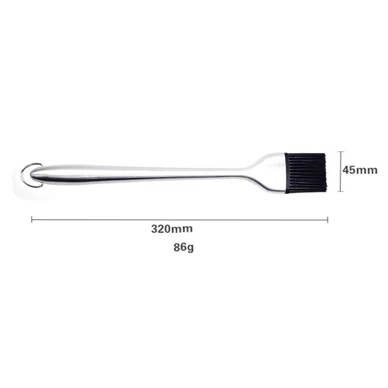 304 Stainless Steel Oil Brushes BBQ Tools High Temperature Resistant Silicone Brush Head Hangable Household Baking Tool