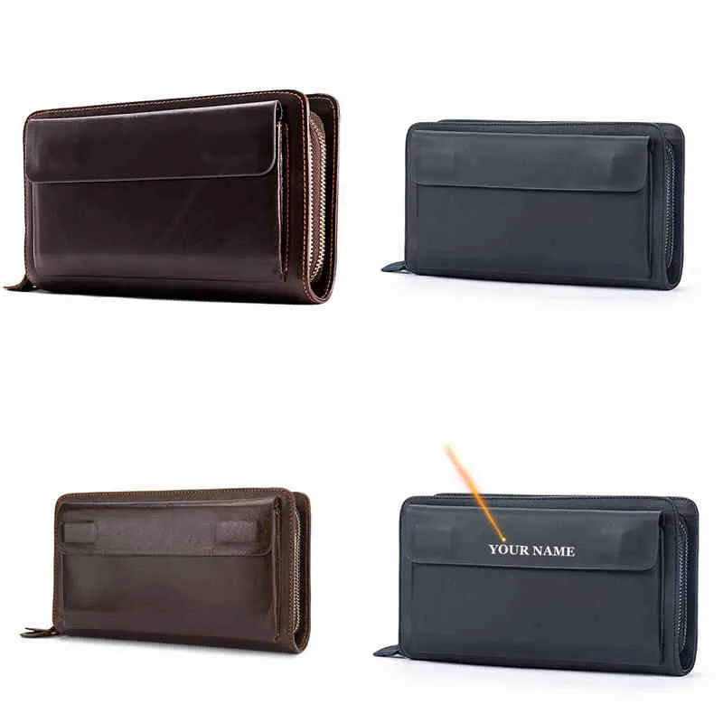 NXY Wallet Westal Cartera de Mano Cuero Genuino Para Hombre Bolso Con Largo Cremallera Largo 9069 0214