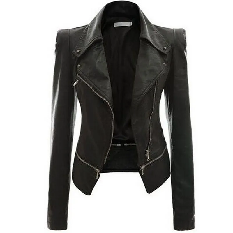 Bella Philosophy Fit Motocycle Jacket Automne Slim Faux Faux Mabinet pour les femmes plus les vêtements solides décontractés de taille avec Zipper 201030