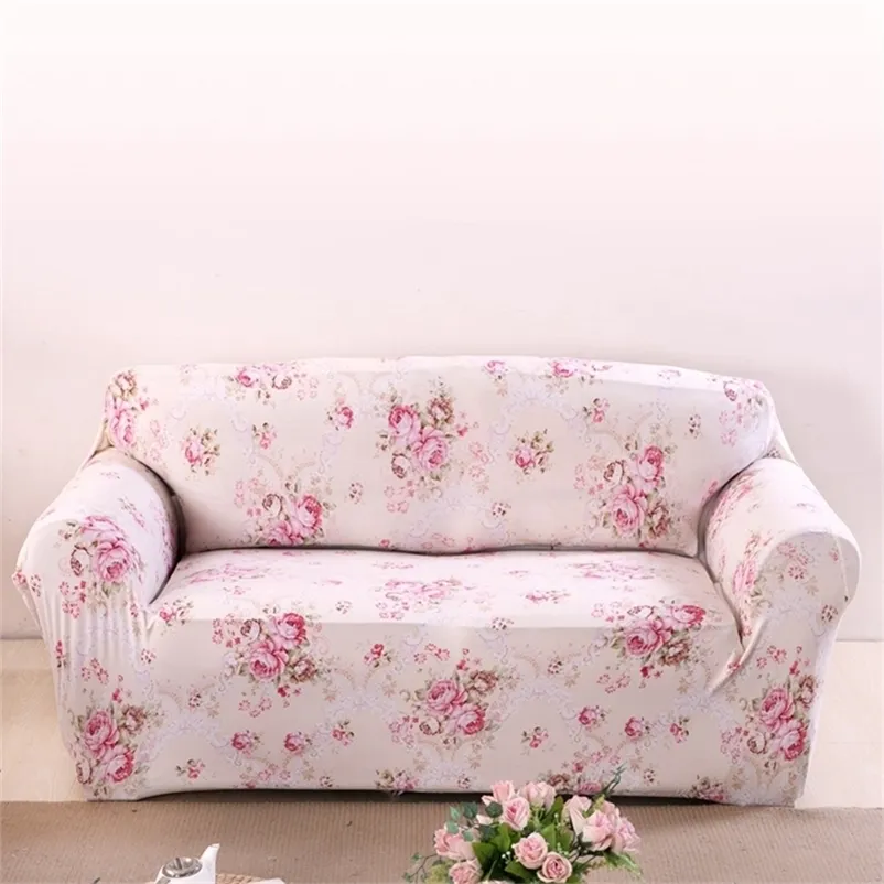 Copridivano per divano con fiori rosa per soggiorno Copridivano per divano ad angolo in spandex Copridivano universale elasticizzato per mobili in peluche 201222