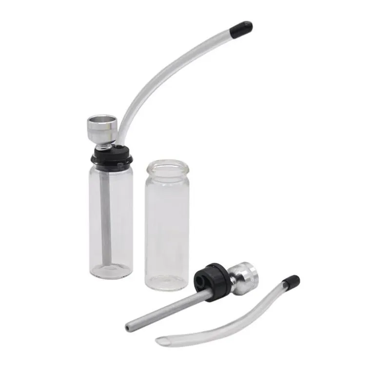 Små hookahs mini glas vattenrör Svart och klar färg Komplett set 1 Slang Enkelt att rengöra Shisha Vase