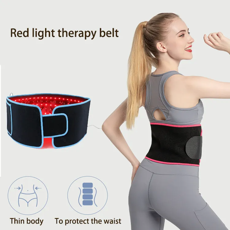 Cinto de terapia de luz led infravermelho vermelho 850nm 660nm cinto de alívio de dor nas costas perda de peso máquina de emagrecimento massageador de almofada de calor de cintura