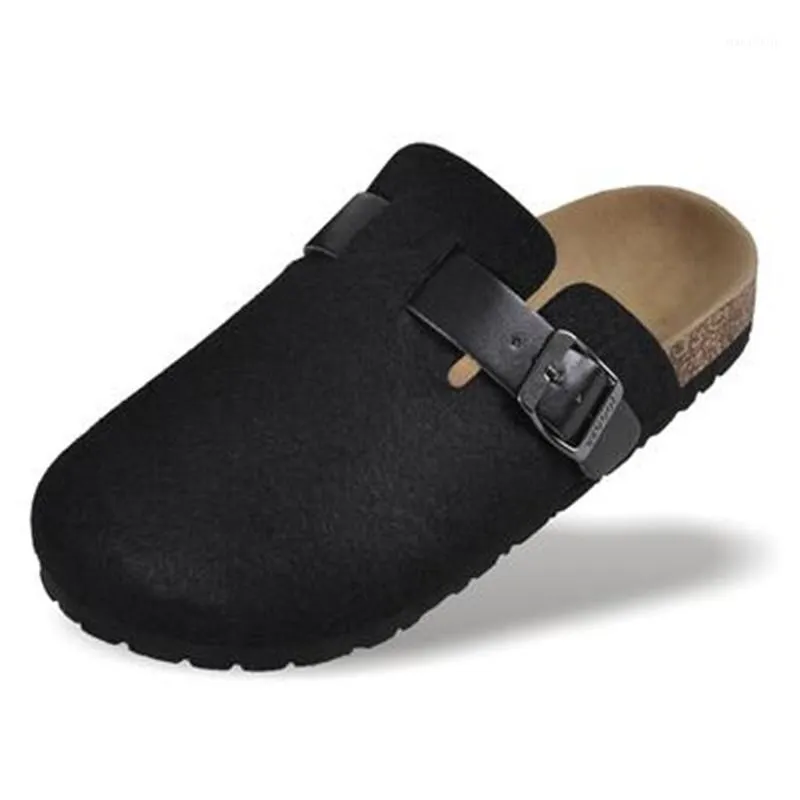 2020 nuevos zapatos de hombre, zapatos de corcho, sandalias informales, sandalias planas deslizantes para hombre, sandalias con punta cerrada, zapatillas unisex con hebilla, negro, rojo, de talla grande 441