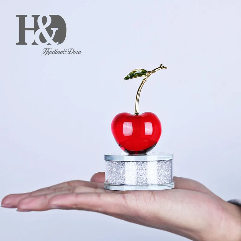 H&D Crystal Fruit Napoleon Cherry Shape Figurine Ornament Home Decor Red Figurine Party Birthday Christmas Gifts Table Souvenir T200710