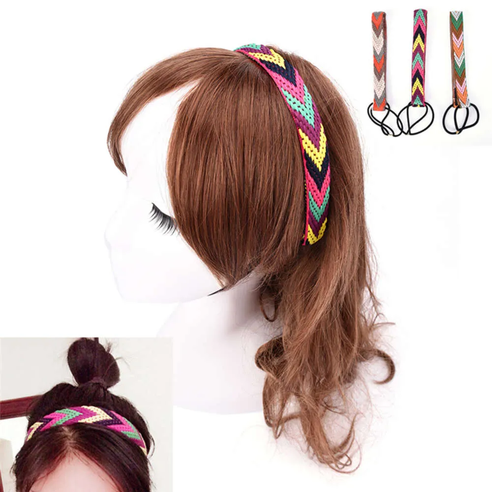 TEROKK Women Girls Bohemian Ethnic Embroidery Flower Headband Elastic Hair Band Retro Hair Accessories For Womens Girls