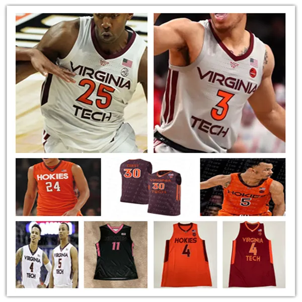 Virginia Tech Hokies VT Baskettröja Keve Aluma Justyn Mutts Nahiem Alleyne Hunter Cattoor Storm Murphy Darius Maddox Sean Pedulla David N'Guessan Curry 4XL