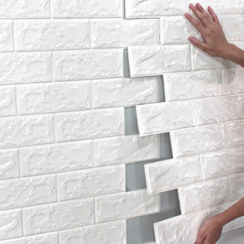 70*77 10pcs 3D Brick Wall Sticker DIY Self-Adhesive Decor Foam Waterproof Covering Wallpaper decals For walls Kids Room Kitchen Stickers