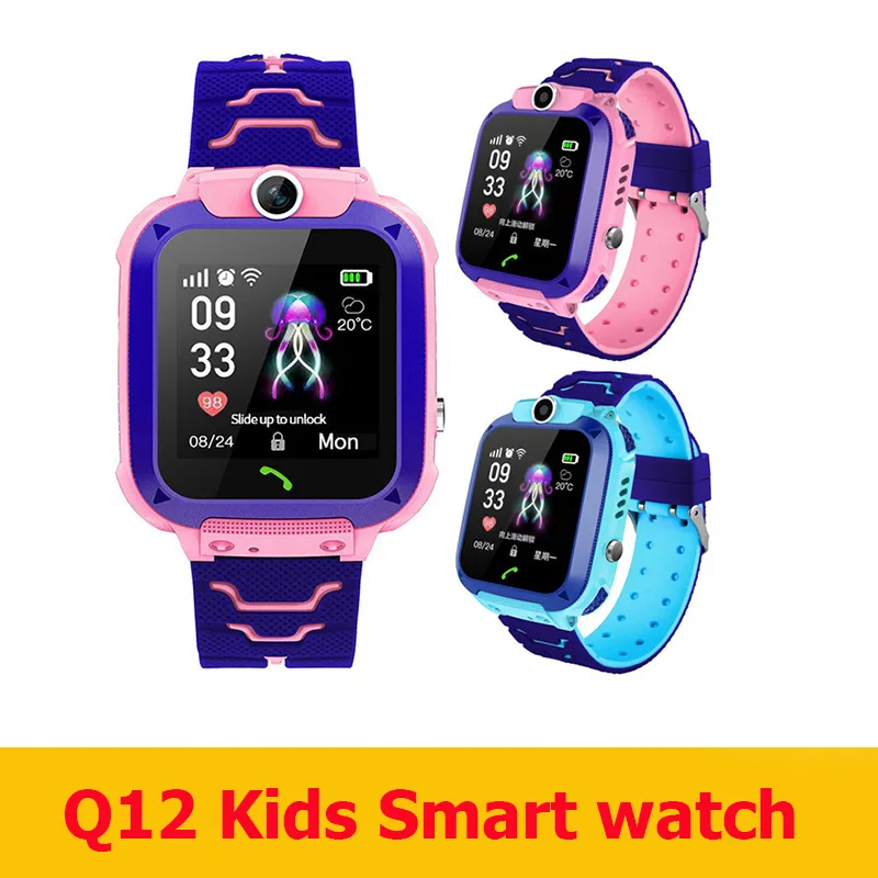 Q12 Kid Smart Watch 팔찌 LBS 다이얼 호출 카메라 소매 상자 방수 실내 및 실외 사용