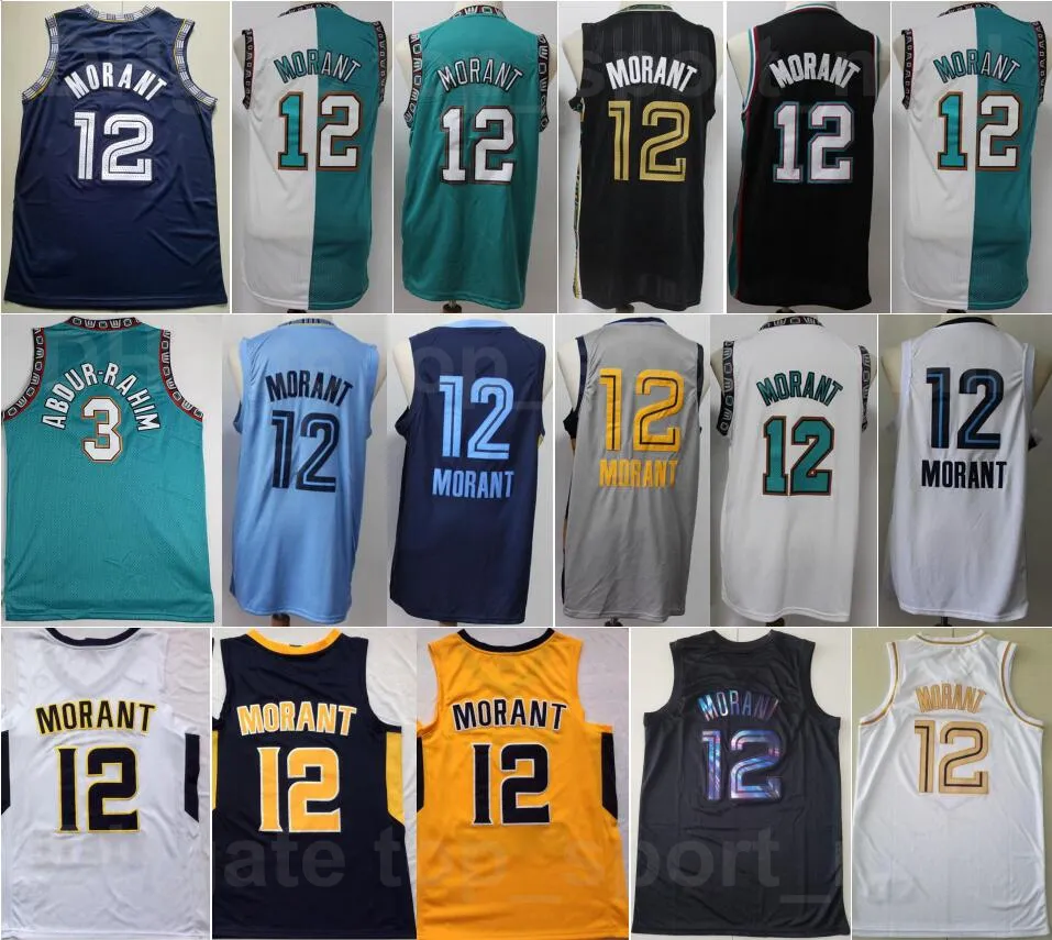 JA Morant Jersey 12 Murray State Racers College Basketball Shareef Abdur Rahim 3 Michael Mike Bibby 10 Reeves 50 낡은 밴쿠버 녹색 화이트 네이비 블루 블랙 노란색