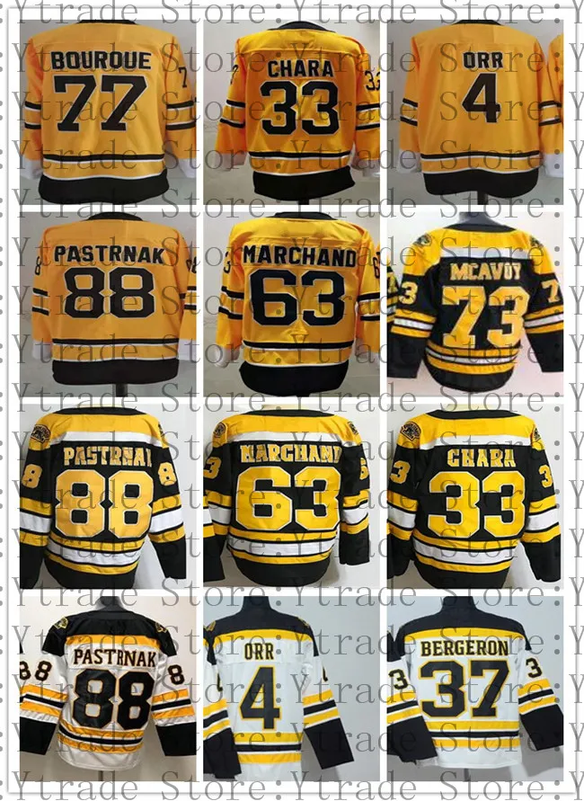 Man Reverse Retro Patrice Bergeron Jersey Brad Marchand David Pastrnak Zdeno Chara Charlie McAvoy Tuukka Rask Bobby Orr Hockey Zwart Wit Gestikt