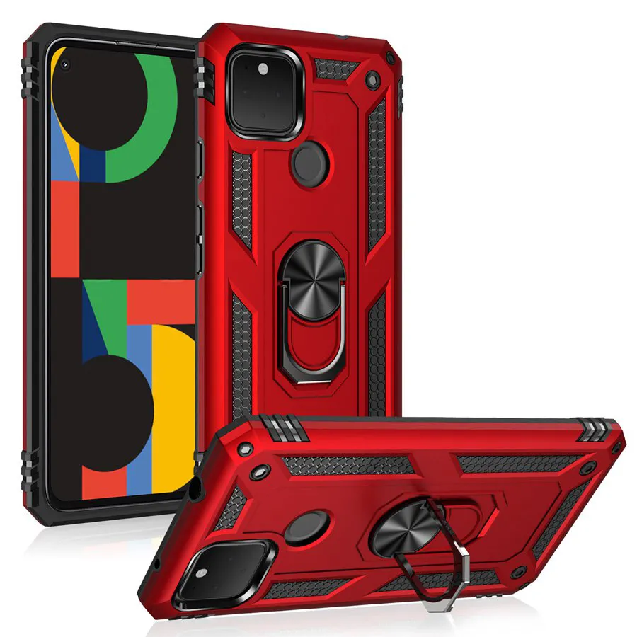 Custodia per armatura Supporto per anello rotante in metallo Cavalletto Copertura antiurto per Google Pixel 4A 5G Pixel 5 XL Pixel 4A