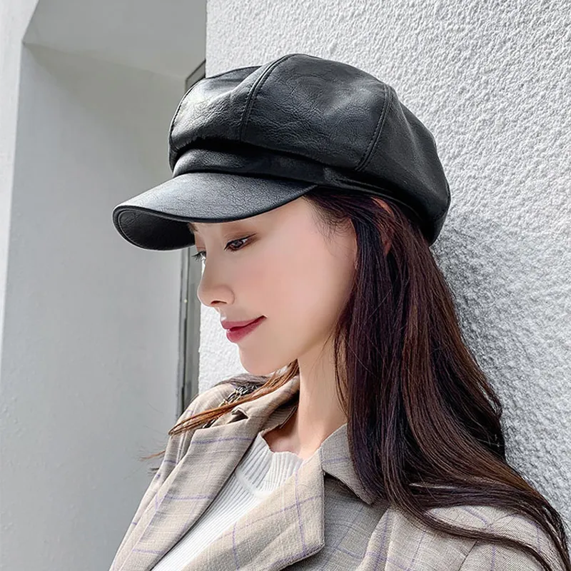 Flat Cap Leather Cap Womens Save Big On Bulk Newsboy Cap Black