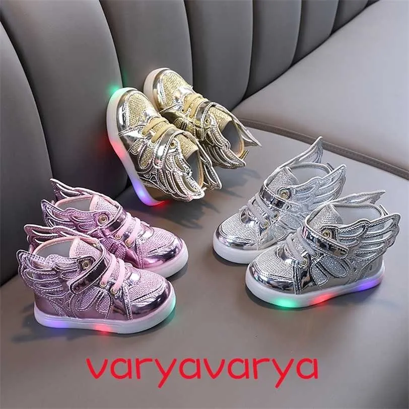LED Ankle Platform Kids Boots Children Casual Shoes Girls Botas Bottes De Mujer Botines Sapatos Infantil Bota Neve Fille 211227