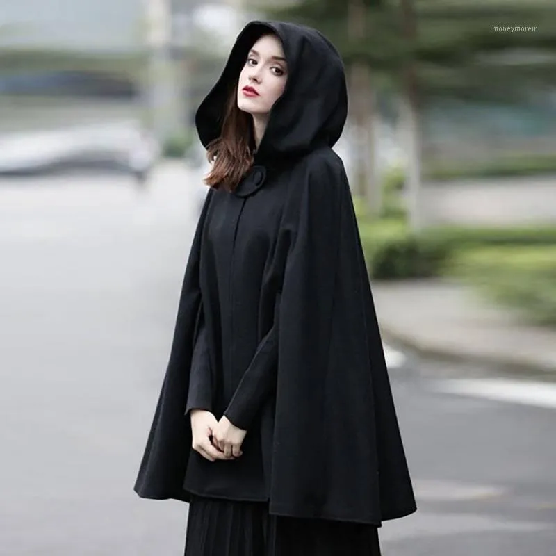 Kvinnors Trench Coats Long Flare Sleeve Hooded Coat Kvinnor Lace Patchwork Shawl Medieval Steampunk Wedding1