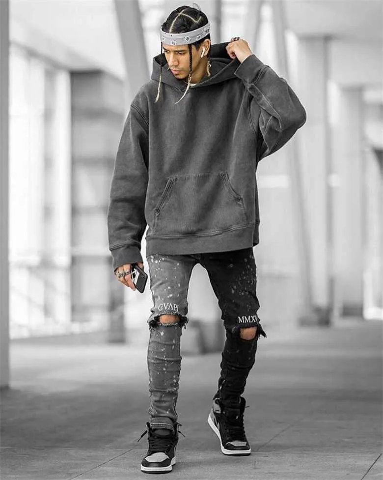 Jeans Da Uomo Guapi Anacardi Ricami Maculati Contrasto Colore