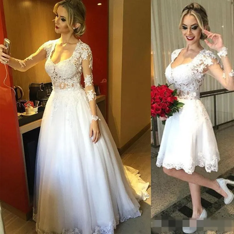 Robe De Mariee Deux En Un Haut En Dentelle Avec Jupe Detachable Du 68 69 DHgate