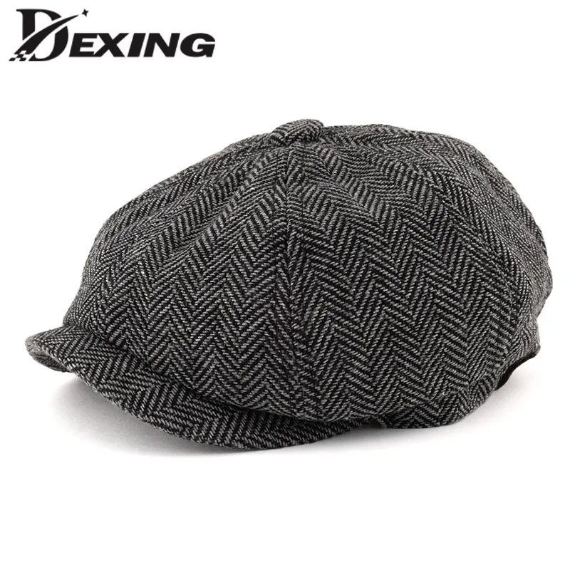 Männer Achteckige Große Größe Baskenmützen Herringbone Gatsby Tweed Cap Newsboy Männliche Baskenmütze Peaky Blinders Hut Frühling Frauen Flache Baskenmütze Hüte Y200110