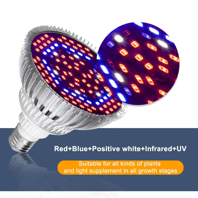 Full Spectrum LED Grow Light Bulbs 30W/50W/80W UFO Shape E27 Base for ...