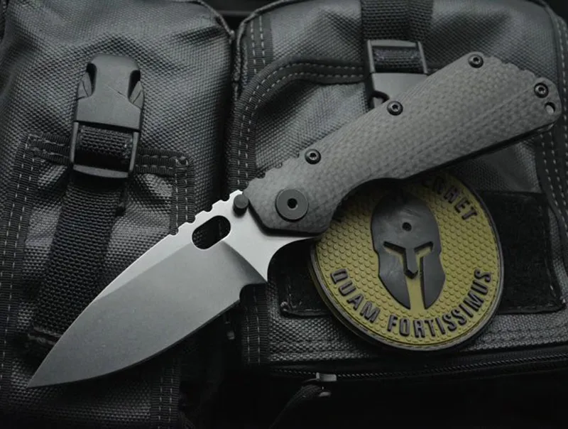 High End Enter Tactical Składany Nóż D2 Kamienny Wash Blade Włókno węglowe + TC4 Stop Titanium Uchwyt Survival Składany Noże EDC