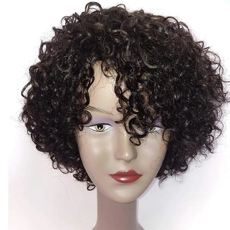 Parrucche per capelli umani afro crespi neri Parrucche per capelli umani ricci corti Parrucca per evidenziare Ombre umane per donne nere