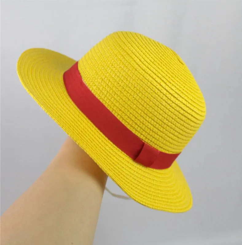 Parent-child Straw hat Performance Animation Cosplay Accessories Summer Sun  Cap Yellow Sailing Fishing For Girls Boys