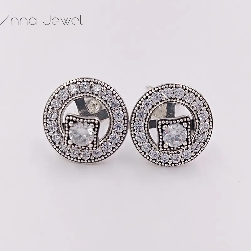 Hot designer jewelry Authentic 925 Sterling Silver Vintage Allure Stud Earring Pandora Earrings luxury women Valentine day birthday gift
