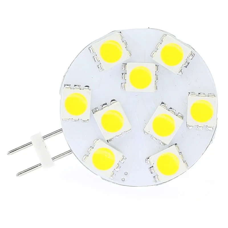 LED G4 Spot Lâmpada Puck Light 10leds SMD 5050 3W AC / DC10-30V Dimmable Branco 330LM Navios RV Dome Bulbo Marinho