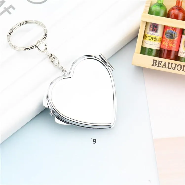 Lusterko wymiany ciepła Keychain Dwustronny Sublimacja Półki Love Heart Okrągłe Kwadratowe Metalowe Lusterka Klamra Drukowanie Party Prezenty RRF13817