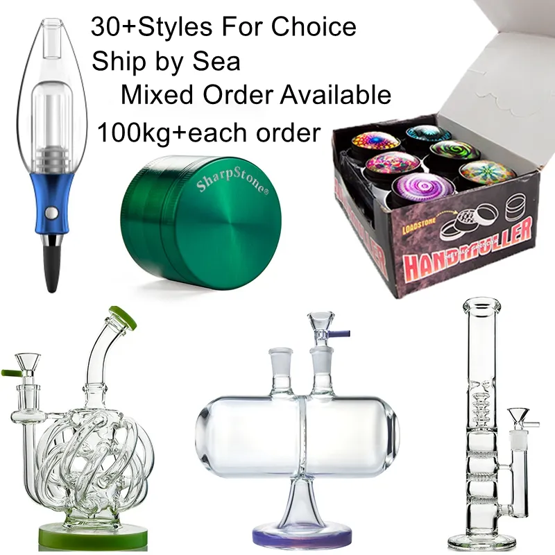 Heady Glass Bong Ship By Sea Glow in the Dark Narghilè Beaker Bong Big Dab Impianti petroliferi Riciclaggio Rig Tubi dell'acqua