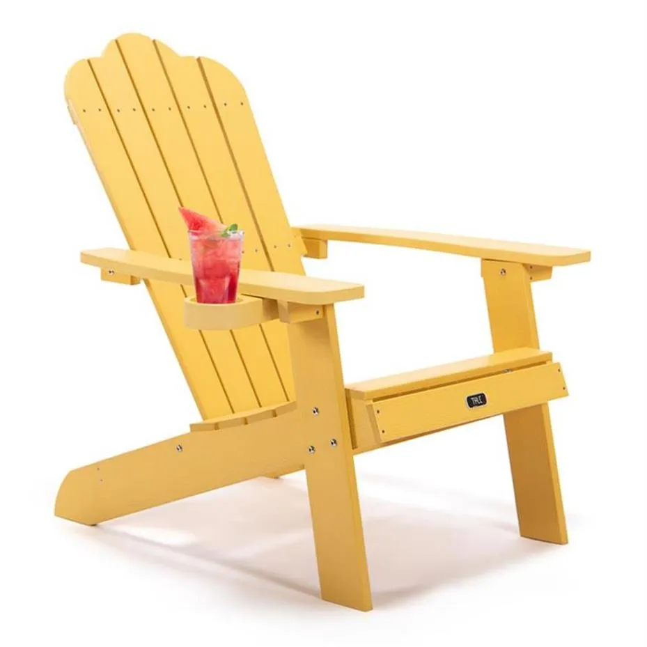 EU estoque Conto Adirondack cadeira quintal móveis pintados assentos com titular de copo madeira plástica para gramado pátio ao ar livre deck jardim 282o